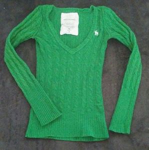 Green Abercrombie V Neck Sweater
